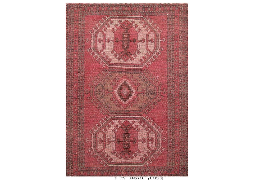 Traditional Rug 3.4x5.1 Ft – Artisan Wool Carpet With Tribal Motifs and ...