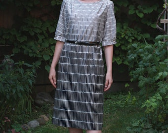 Vintage 60s geometric gradient  tone classic shift style dress