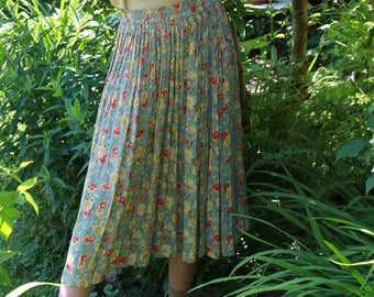 Vintage YK2 pastel floral print elastic slip on rayon full skirt