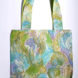 Vintage upcycled fabric mod print pastel casual reusable shoulder bag image 6