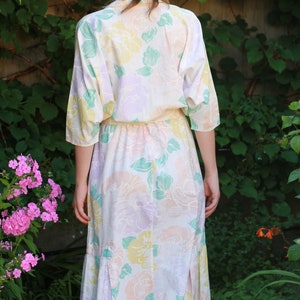 Vintage 80s pastel floral print shirtdress with pleated bottom detail image 7