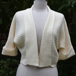 Vintage 50s botany wool cream shrug image 4