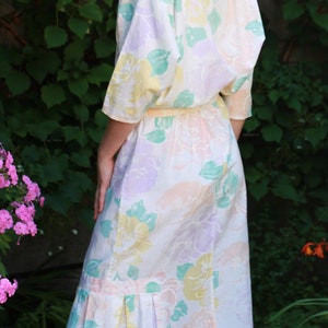 Vintage 80s pastel floral print shirtdress with pleated bottom detail image 3