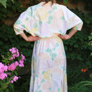 Vintage 80s pastel floral print shirtdress with pleated bottom detail image 4