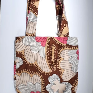 Vintage upcycled fabric mod print lined shoulder bag