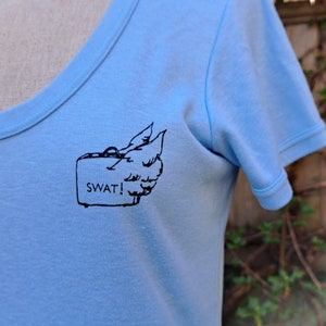 Vintage 70s baby blue Swat logo women's tee shirt image 2