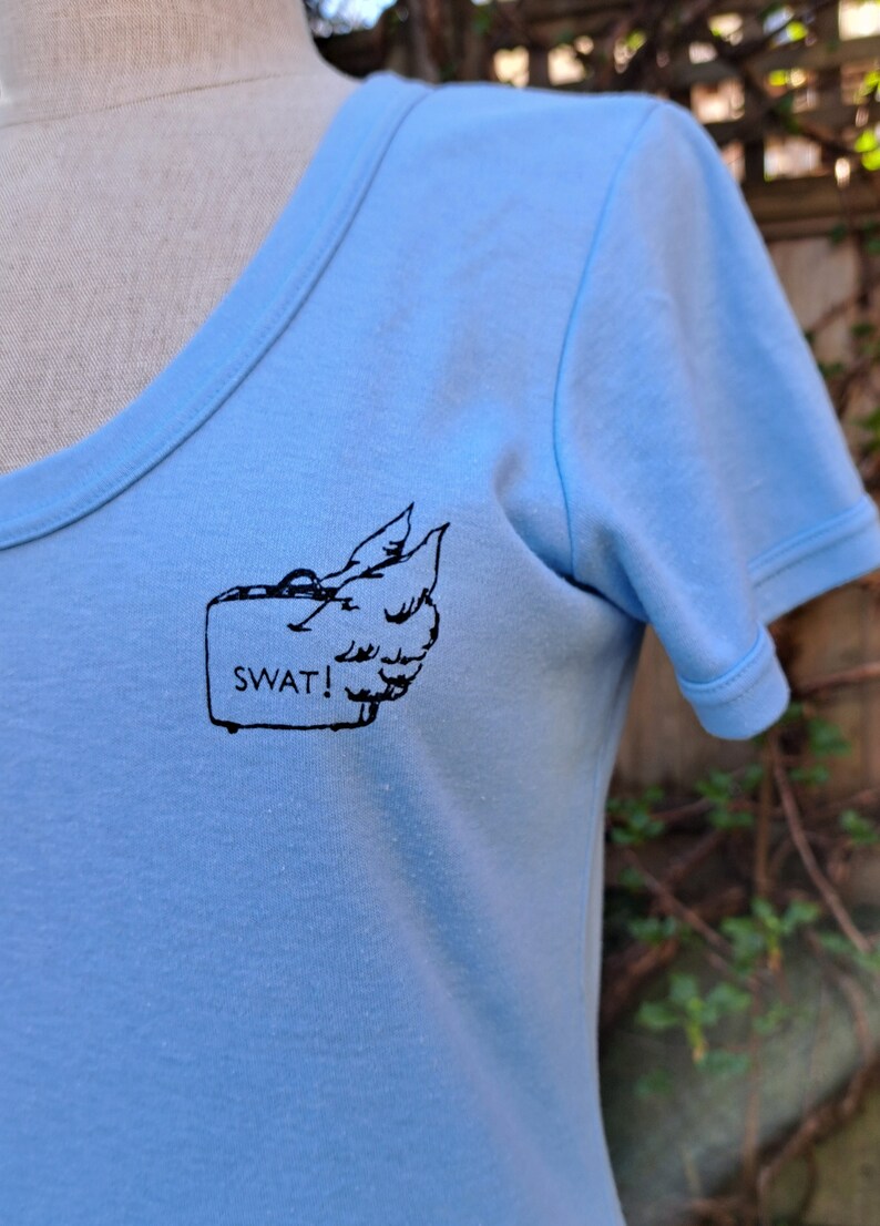 Vintage 70s baby blue Swat logo women's tee shirt image 2