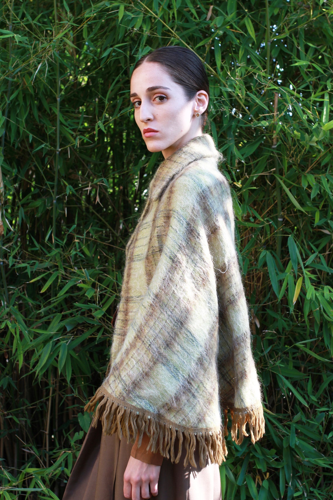 Vintage 1970s Pink Mohair Cape main image 1
