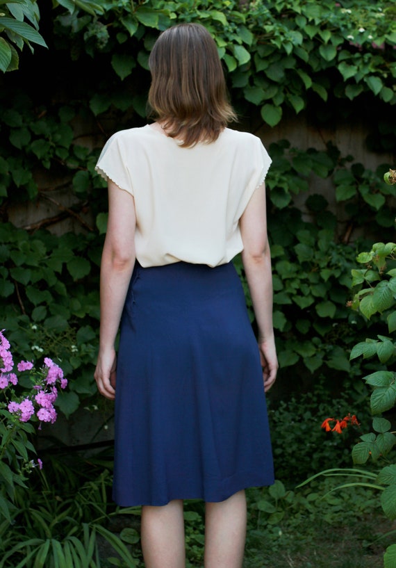 Vintage 1940's navy blue gabardine flared waist s… - image 4