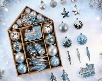 70pcs Christmas Balls Ornaments Set, Christmas Gift Set, Shatterproof Plastic Decor for Xmas Tree, Christmas Decora, Christmas Gift Set