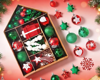 70pcs Christmas Balls Ornaments Set, Christmas Gift Set, Shatterproof Plastic Decor for Xmas Tree, Christmas Decoration, Xmas Decor
