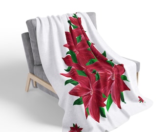 Rote Weihnachtsstern-Fleece-Sherpa-Decke