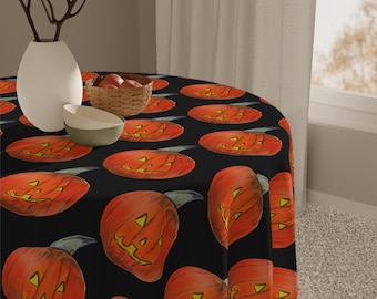 Jack-o'-Lantern Pattern Tablecloth | Halloween Pumpkin Tablecloth