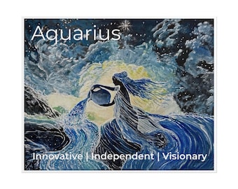 Celestial Aquarius Art Print, Zodiac Home Decor