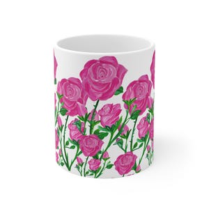 Rosa Rosen! Keramik Becher 11 oz