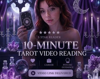 10-Minute Tarot Video Reading – Love, Career, Psychic Guidance Read (Video Link Delivered)
