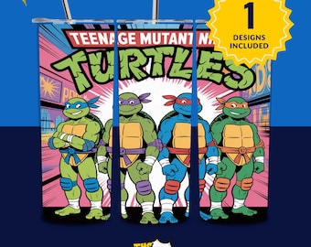 Envoltorio para vaso de las Tortugas Ninja, paquete de envoltorios para vaso de las Tortugas de 20 oz, diseño PNG para vaso de 20 oz, lindo envoltorio para vaso Ninja, paquete de vasos de las Tortugas