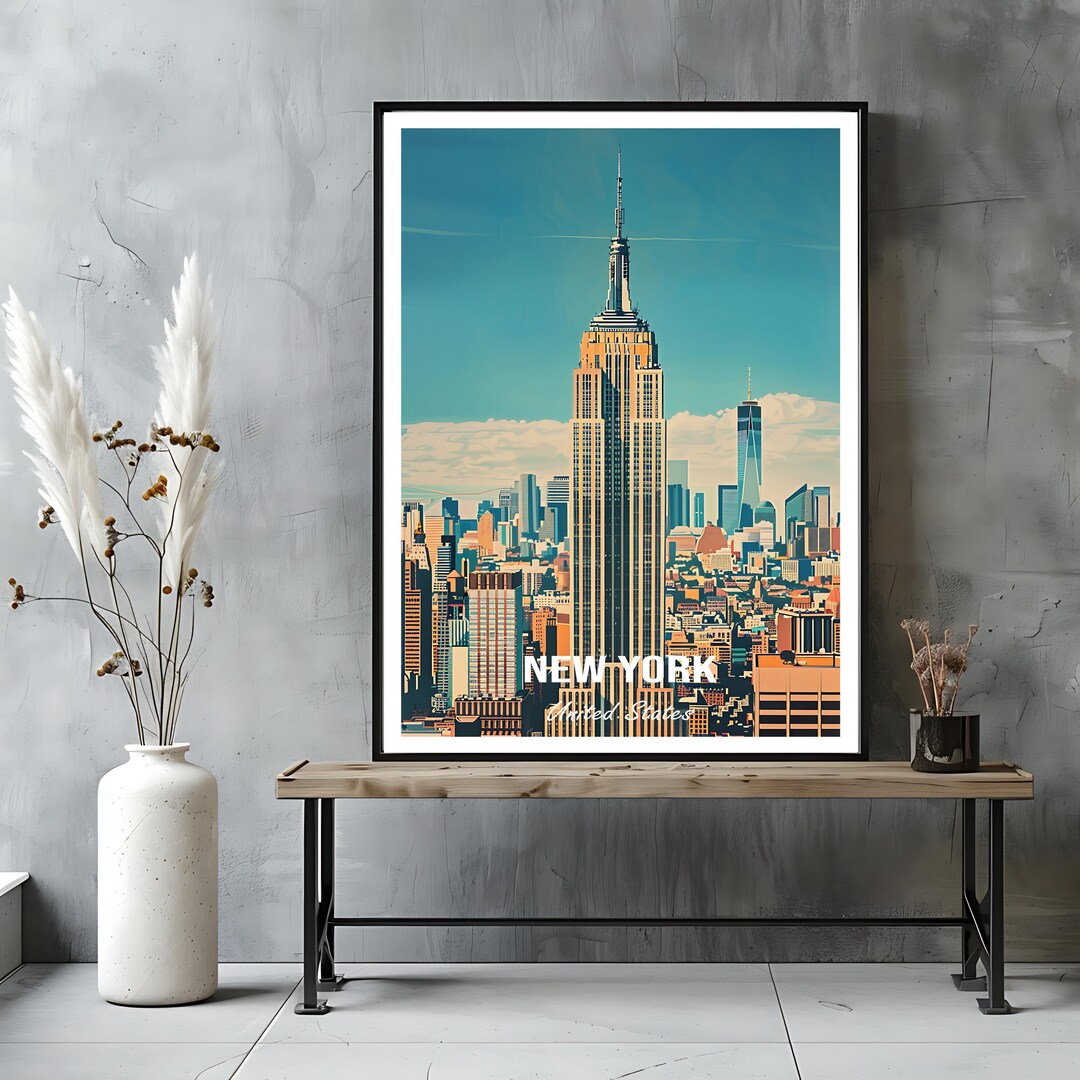 New York Travel Poster – Empire State Building | NYC Vintage Wall Art ...