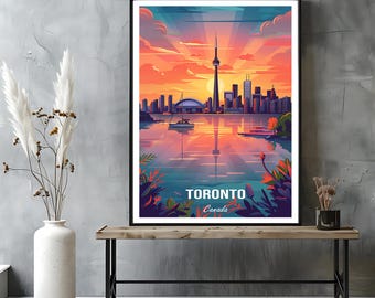 Toronto CN Tower at Sunset – Skyline Travel Poster | Canada Art Print