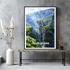 Creux du Van Poster Schweiz – Wandbild Felsenarena im Jura Gebirge – Naturerlebnis Val de Travers Kunst – Panorama Wandern Geschenk Dekor