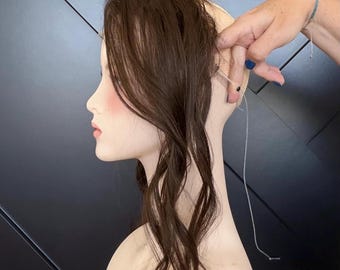 Human Hair Hairline Topper 1.5x11” Natural Black | Halo Attachment | High Density Ear-to-Ear Coverage  | 22” custom piece Harmandeep