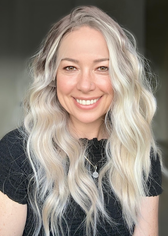 Premium Blonde Wavy Hairpiece - Natural Light Blonde, 100% human hair wig Bright Blonde Lowlights Balayage Wavy 100% Human Hair 13x4  main image 3