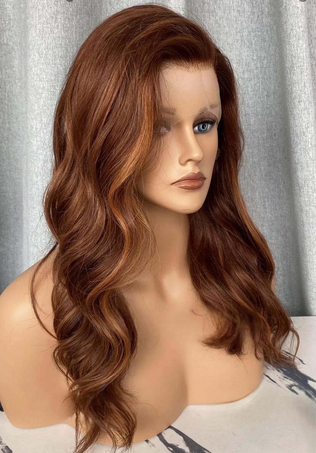 Ginger Remy SERAPHINE Custom-made Ginger Color Human Hair Wig Silk Top Lace Front ...