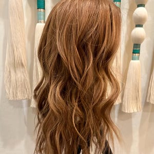 ERICA  Custom-Made Clipless European Human Hair Topper 18" | Glue-On Topper  |8.75x 8.5 Monofilament | handtied Hairpiece high density 200gm