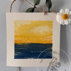 Watercolor Landscape | Ocean Sunrise | Hand Painted