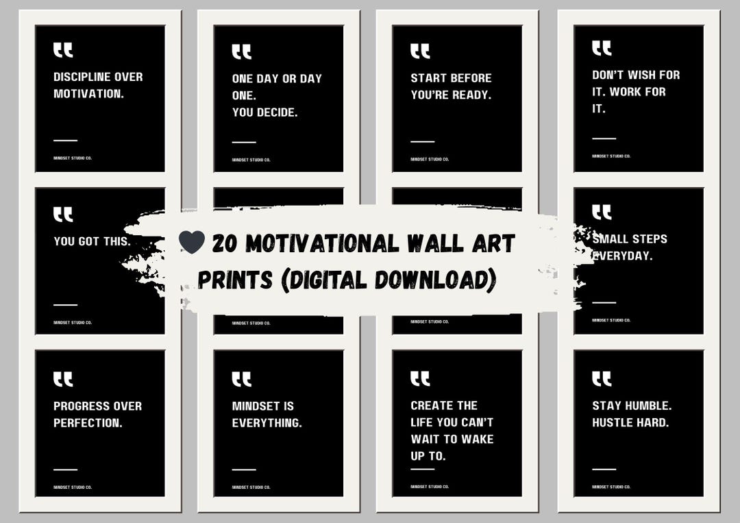 Minimalist Motivational Quote Prints – Black & White Wall Art (digital ...