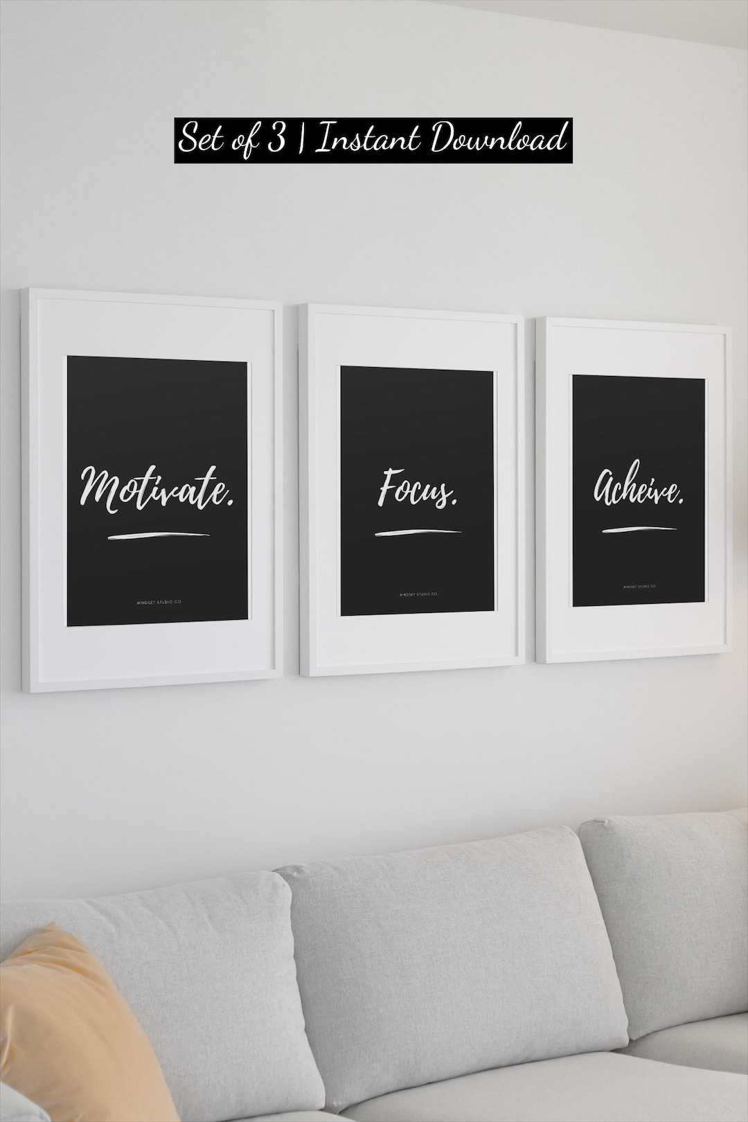 Minimalist Quote Art Print Set – Black and White, Modern Gallery ...