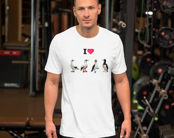 Funny "I Love Boobies" Bird T-Shirt – 4 Booby Species Graphic Tee – Pun Shirt for Bird Lovers, Nature Fans, and Ornithologists