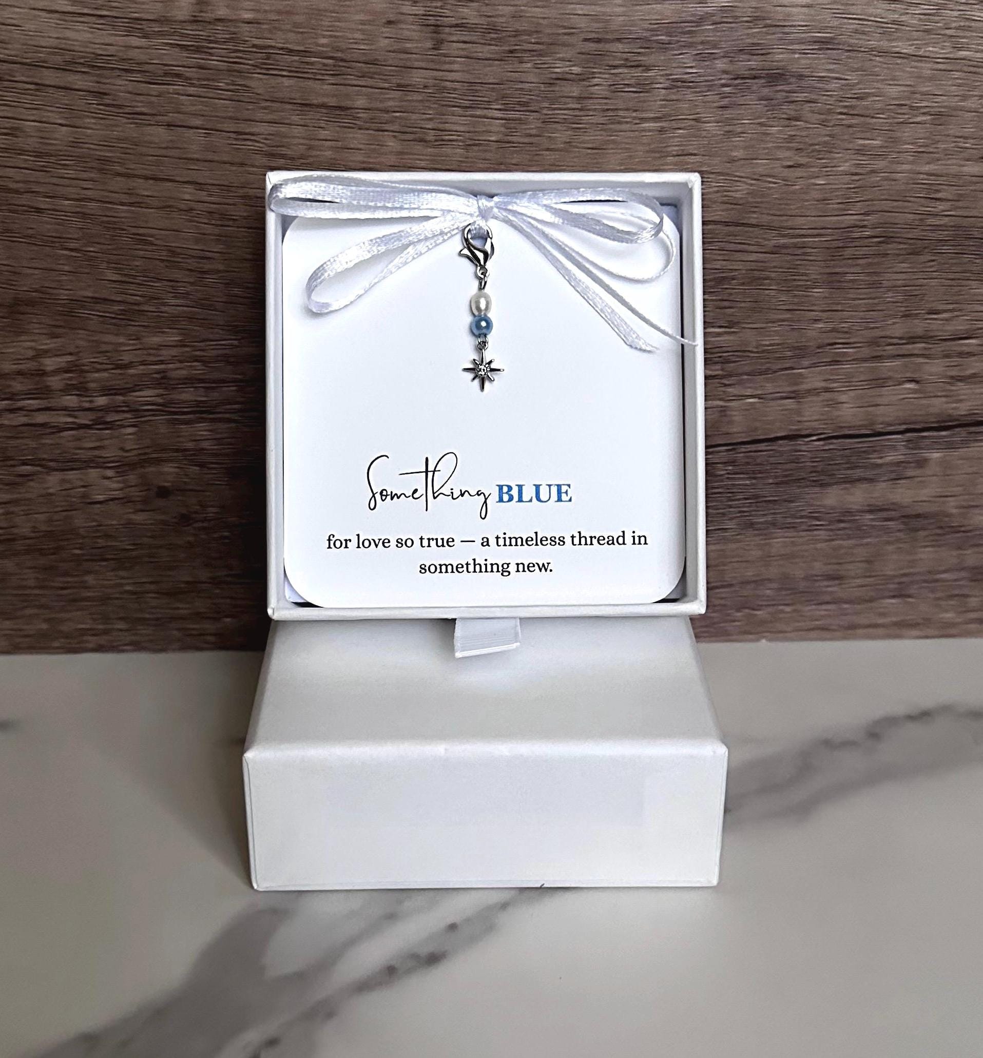Something Blue Bridal Wedding Charm, Freshwater Pearl with Platinum…