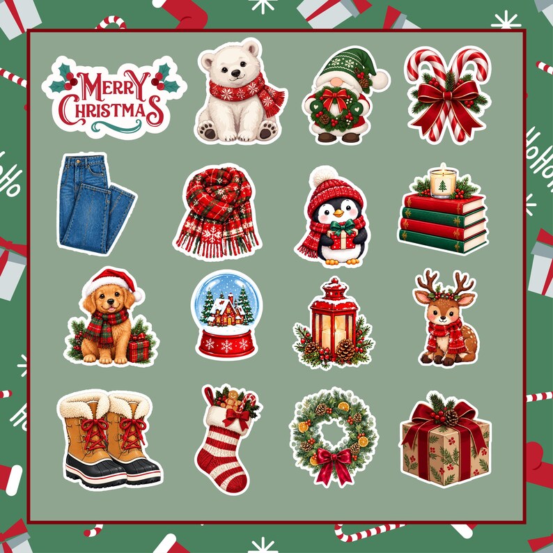 80+ Christmas Stickers, Cute Holiday Sticker Pack, Random Christmas ...