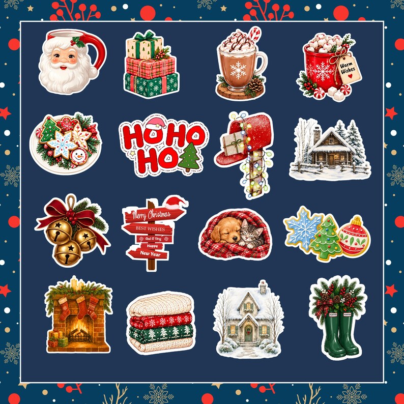 80+ Christmas Stickers, Cute Holiday Sticker Pack, Random Christmas ...