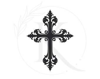 Christian Cross Floral Clipart – Digital Download PNG, SVG & PDF Files for Religious Art, Scrapbooking, and Crafts