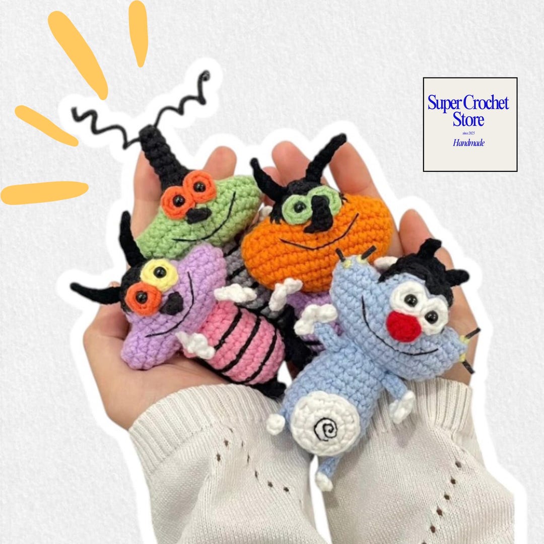 Crochet Cockroach Keychain Set – Joey, Dee Dee, and Marky – Funny ...
