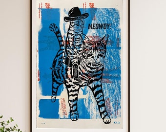 Poster chat de cowboy : Meowdy Texas Impression artistique