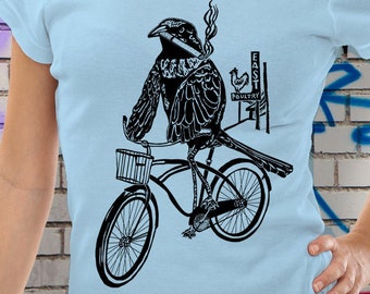 Smoking Grackle Shirt Bird Animal Riding Bike T Shirt Hipster ATX