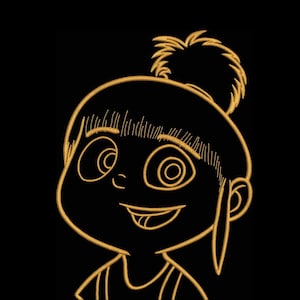 Cute Cartoon Girl EMB Embroidery Design – Digital Line Art Outline – Instant Download for Wilcom & Compatible Software
