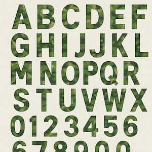 Camouflage Alphabet Embroidery Font A-Z & 0-9 | VIP Format | 2 Inch Letters and Numbers | Machine Embroidery Font | Instant Download