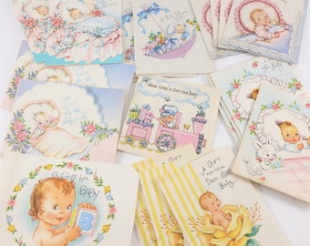 Baby Gift Enclosure Cards Mixed Lot Unused Mid Century Baby Shower or New Baby