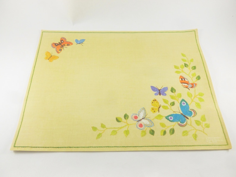 Caspari Paper Placemats Embroidered Butterflies Design Printed Etsy