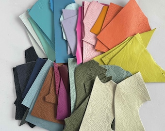 Colourful Cowhide Leather Scraps for DIY Crafts, Remnants for Earrings & Small Leather Goods
