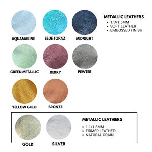 overview of the metallic leathers available