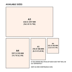 overview of the sizes available for the leather sheets