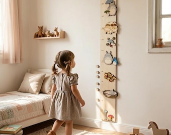 Totoro Wooden Height Chart - HandPainted Growth Ruler - Nursery Wall Sign - Handmade & Customizable - Child's Room - My Neighbour Totoro