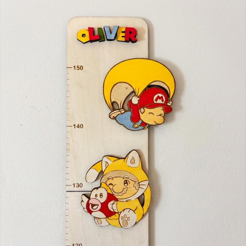 Super Mario Wooden Height Chart - Height Growth Ruler - Nursery Wall ...