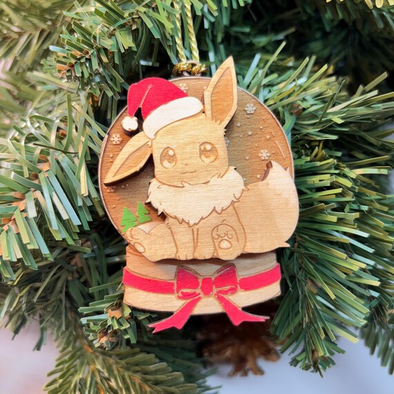 Personalised Christmas Pikachu Bauble – Custom Acrylic Ornament – 80mm Round – UK Made, Gift For All Ages