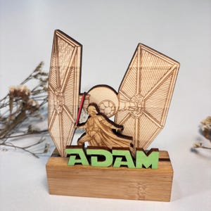Tie Fighter Wooden Keepsake Figure - Decorative Layered Gift Display - Handmade & Customizable - Star Wars Theme - Darth Vader - Starships